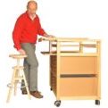 Meuble atelier d'art inclinaison du plateau supérieur à plat tabouret position haute