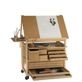 Chevalet aquarelle avec tiroirs meuble atelier