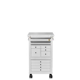 Chevalet peintre blanc à tiroirs avec rangement