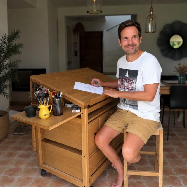 meuble atelier d'art : véritable chevalet de peintre en chêne massif
