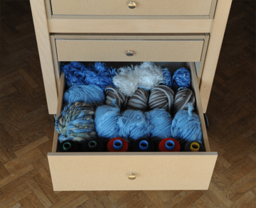 module de tiroir 6 tiroir pelotes de laine bleues