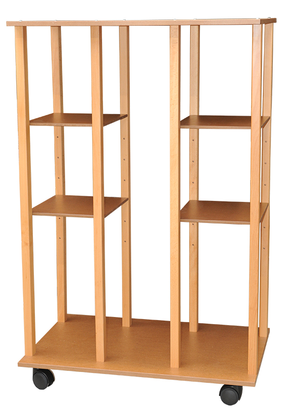 Chariot rangement de toiles et tableaux, hauteur de rangement 138cm, avec 4 tablettes (100x66x152)