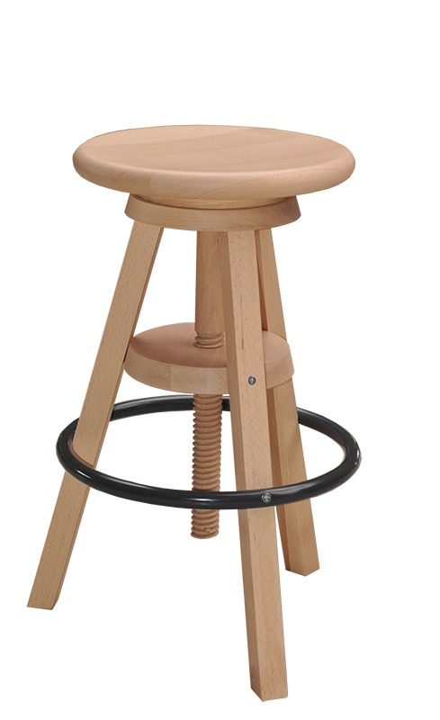 Tabouret à vis hêtre massif - Meuble de rangement en bois