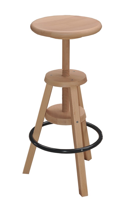 Tabouret à vis hêtre massif - Meuble de rangement en bois