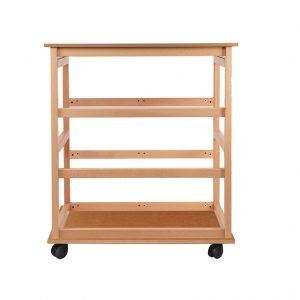 structure commode trois niveaux avec plateaux à roulettes