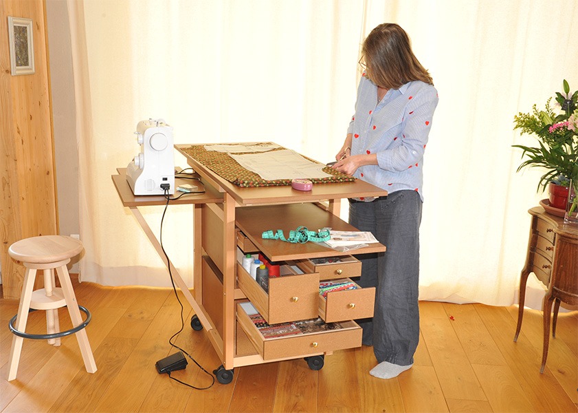 Table de Couture Pliante Meuble pour Machine à Coudre avec 3