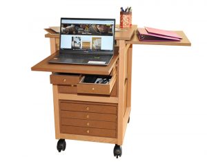 Petit bureau 9 tiroirs boutons pc portable classeur