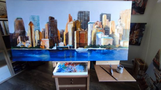 Chevalet toile huile urbaine Erquy