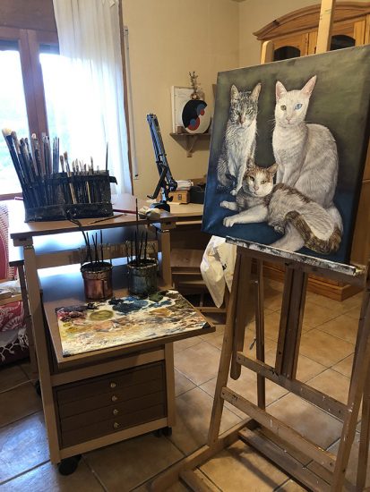 Meuble atelier d'art peinture huile Tuixent espagne